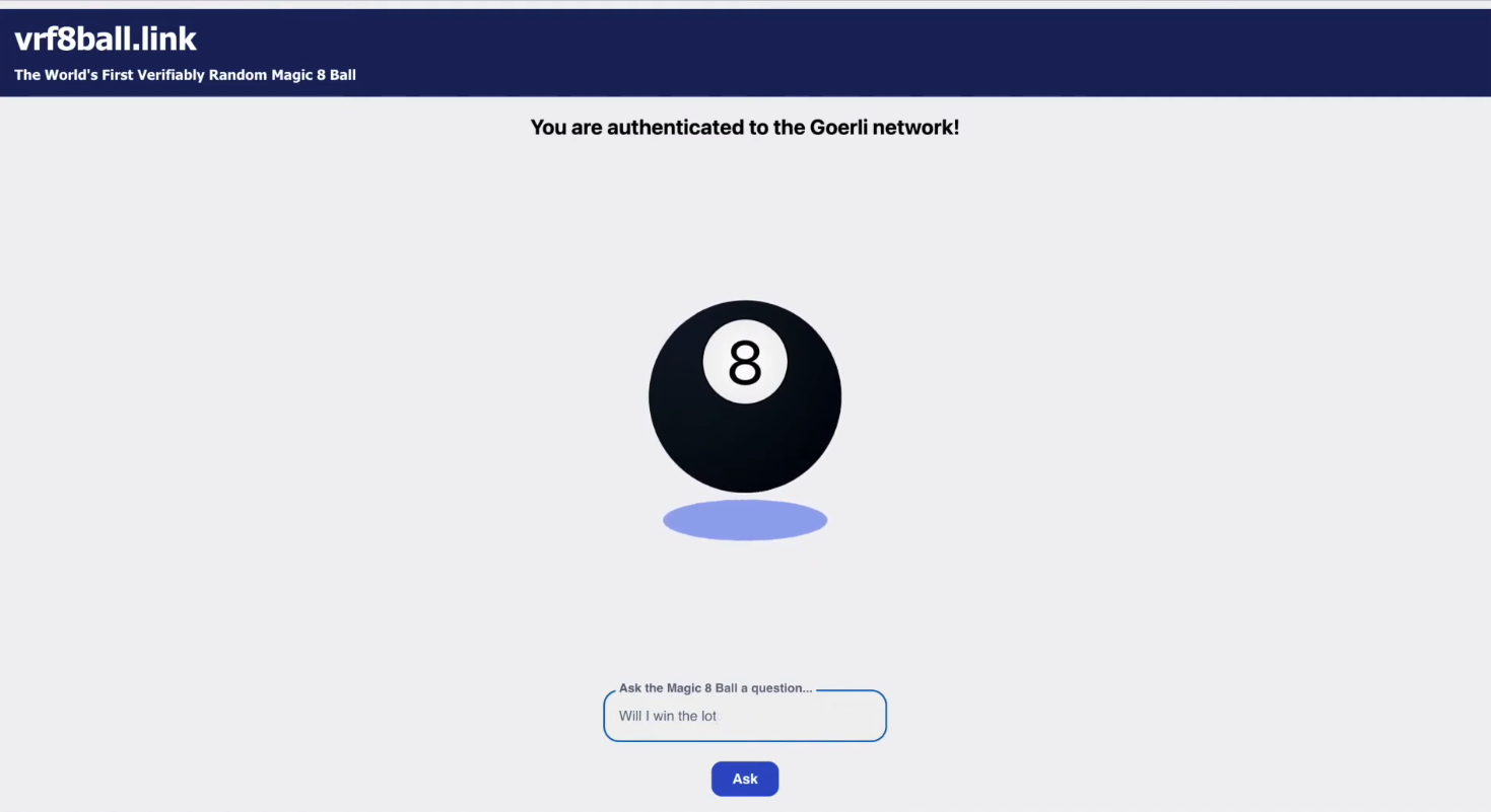 Demo image of vrf8ball.link